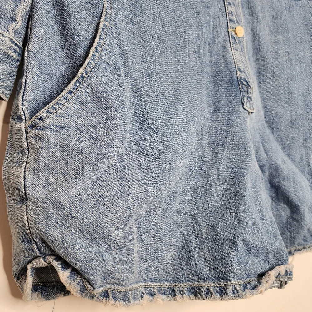 ZARA Denim Button-Up Long Sleeve Romper - Picture 5 of 8